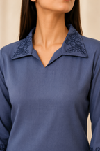 Cotton Kurta with Mirror, Thread Work